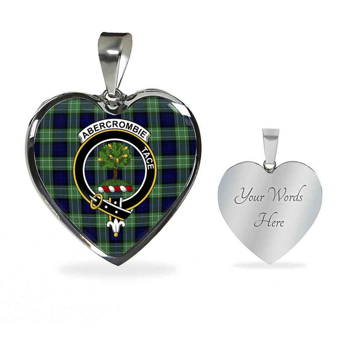 Scottish Abercrombie Clan Crest Tartan Necklace Heart Tartan Plaid 3