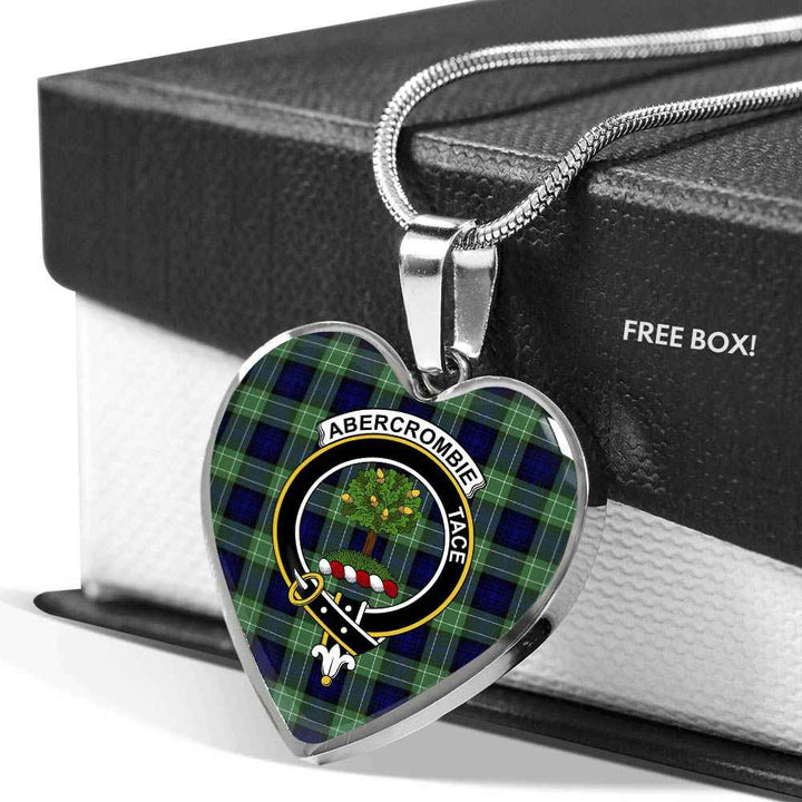 Scottish Abercrombie Clan Crest Tartan Necklace Heart Tartan Plaid 5