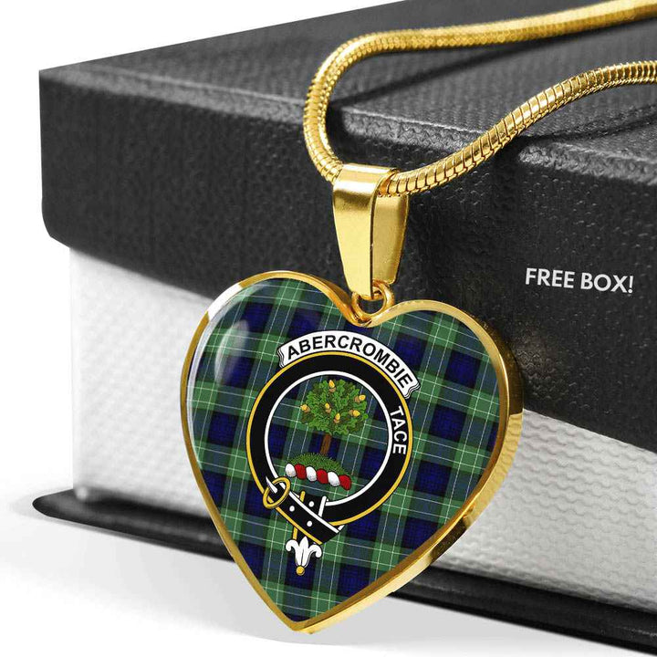 Scottish Abercrombie Clan Crest Tartan Necklace Heart Tartan Plaid 6