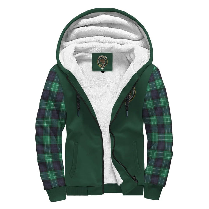 Scottish Abercrombie Clan Crest Tartan Plaid Sleeve Sherpa Hoodie