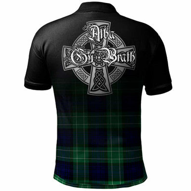 Scottish Abercrombie Clan Crest Tartan Polo Shirt - Alba Gu Brath Family Crest Celtic Inspired Back Side Tartan Plaid