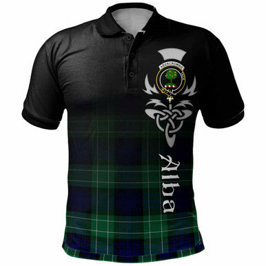 Scottish Abercrombie Clan Crest Tartan Polo Shirt - Alba Gu Brath Family Crest Celtic Inspired Front Side Tartan Plaid