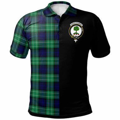 Scottish Abercrombie Clan Crest Tartan Polo Shirt - Half in Me Front Side Tartan Plaid
