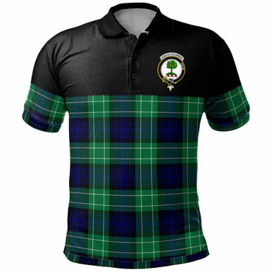 Scottish Abercrombie Clan Crest Tartan Polo Shirt - Horizontal Style Front Side Tartan Plaid