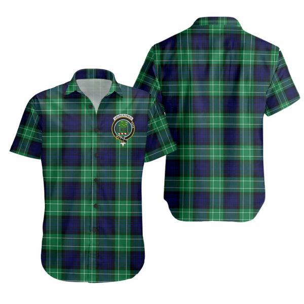 Scottish Abercrombie Clan Crest Tartan Short Sleeve Shirt Tartan Plaid
