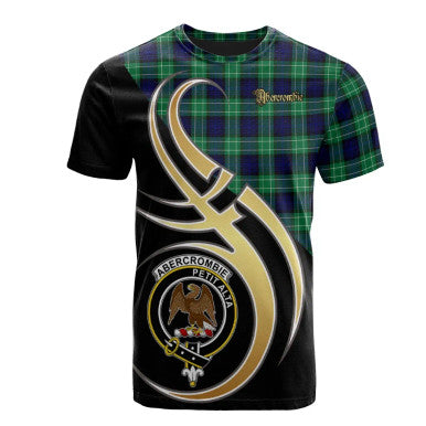 Scottish Abercrombie Clan Crest Tartan T-Shirt Believe in Me Front Side Tartan Plaid