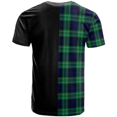 Scottish Abercrombie Clan Crest Tartan T-Shirt Half in Me Back Side Tartan Plaid