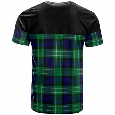 Scottish Abercrombie Clan Crest Tartan T-Shirt - Horizontal Style Back Side Tartan Plaid