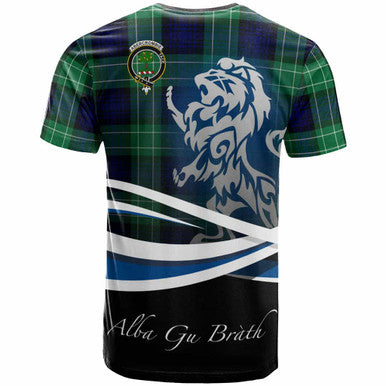 Scottish Abercrombie Clan Crest Tartan T-Shirt - Scotland Lion Back Side Tartan Plaid