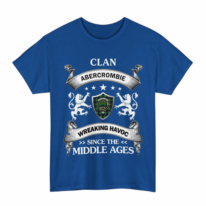 Scottish Abercrombie Clan Crest Tartan T-Shirt Wreaking Havoc Design Tartan Plaid Royal Color