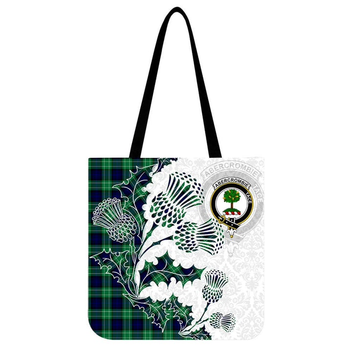 Scottish Abercrombie Clan Crest Tartan Tote Bag - Thistle Flowers Style Tartan Plaid 1