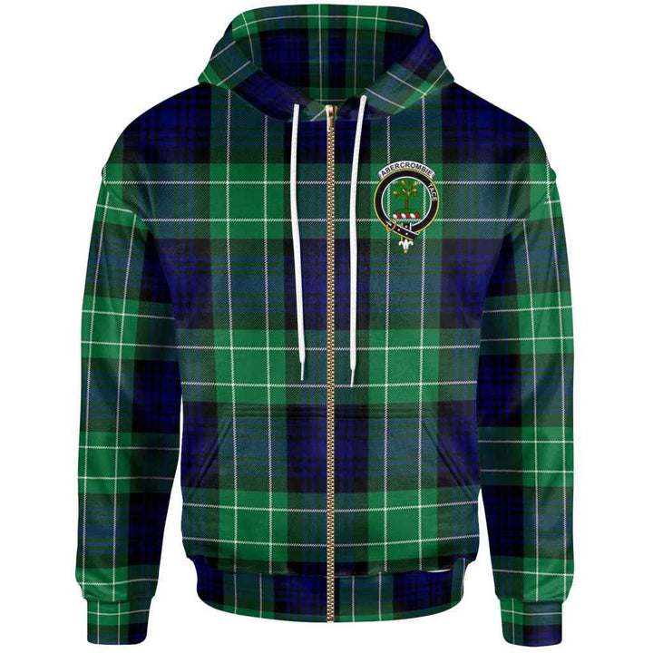 Scottish Abercrombie Clan Crest Tartan Hoodie Zip Tartan Plaid