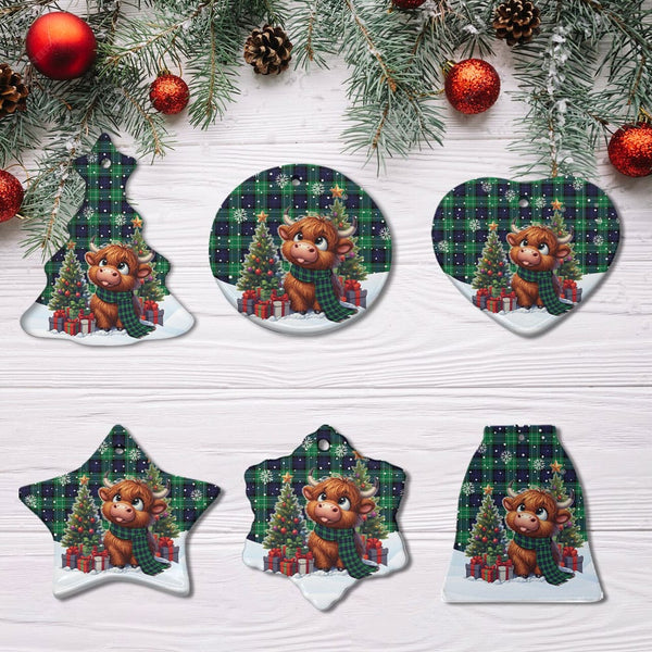 Scottish Abercrombie Clan Tartan Ceramic Ornament Cute Highland Cow Christmas All Style Tartan Plaid