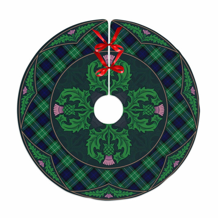 Scottish Abercrombie Clan Tartan Christmas Tree Skirt Old Scottish Thistle Flower No Tassels Tartan Plaid 1