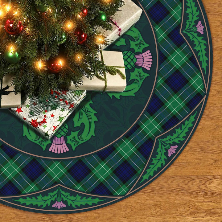 Scottish Abercrombie Clan Tartan Christmas Tree Skirt Old Scottish Thistle Flower No Tassels Tartan Plaid 2