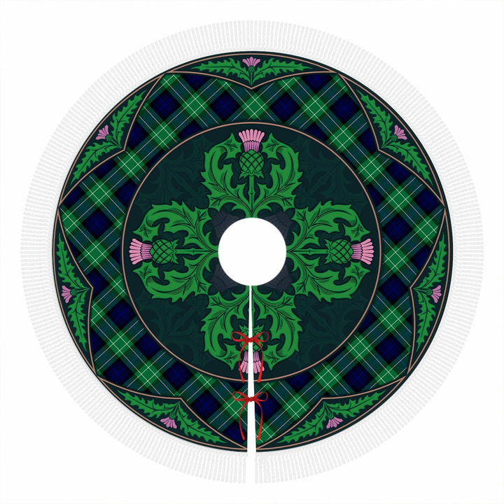 Scottish Abercrombie Clan Tartan Christmas Tree Skirt Old Scottish Thistle Flower Tassels Tartan Plaid 1