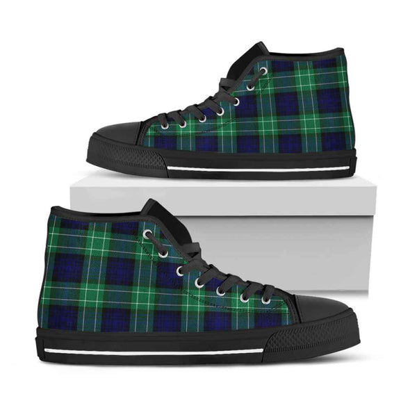 Scottish Abercrombie Clan Tartan High Top Shoes Black Sole Tartan Plaid