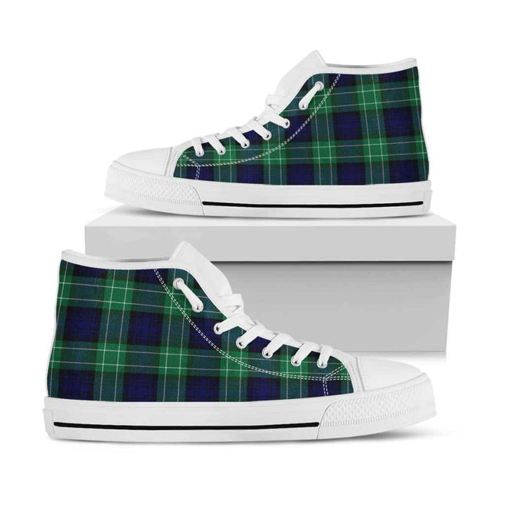 Scottish Abercrombie Clan Tartan High Top Shoes White Sole Tartan Plaid