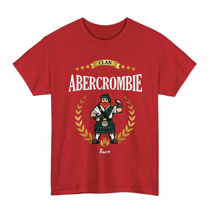 Scottish Abercrombie Clan Tartan T-Shirt - Motto Scotsman Tartan Plaid Red Color