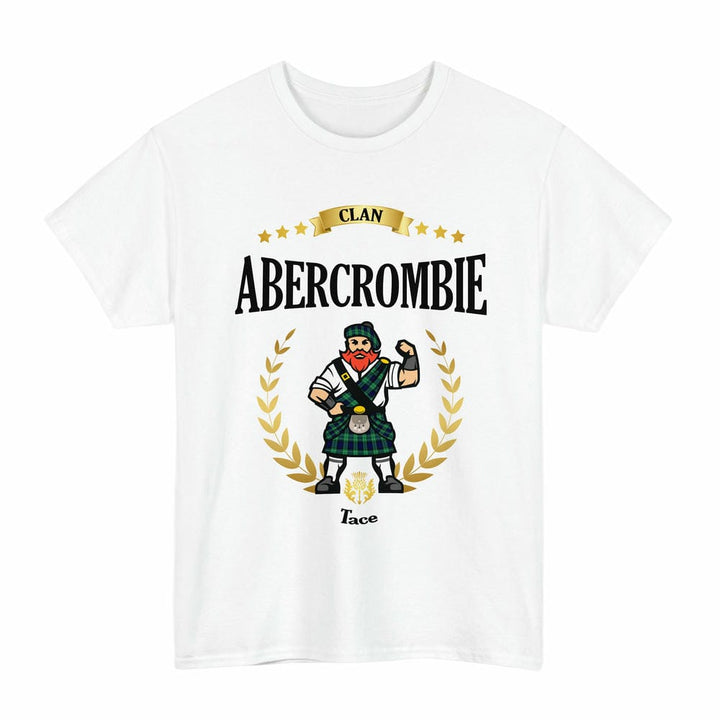 Scottish Abercrombie Clan Tartan T-Shirt - Motto Scotsman Tartan Plaid White Color