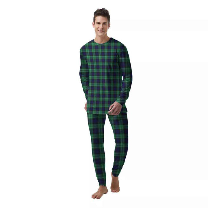 Scottish Abercrombie Clan Tartan Pajama Set  Men Front Side Tartan Plaid