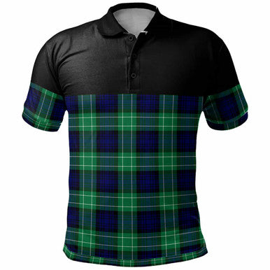 Scottish Abercrombie Clan Tartan Polo Shirt - Horizontal Style Front Side Tartan Plaid