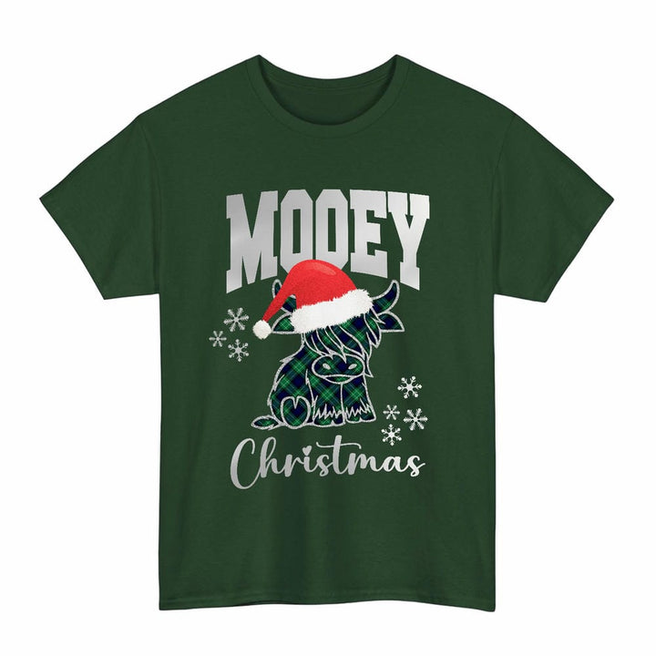 Scottish Abercrombie Clan Tartan T-Shirt - Mooey Christmas Tartan Plaid Forest Green Color