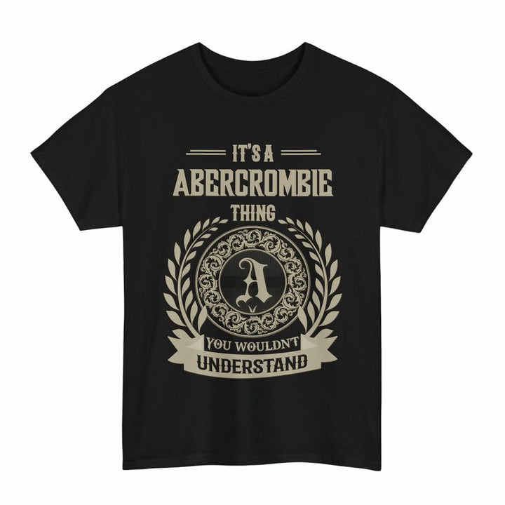 Scottish Abercrombie Clan Tartan T-Shirt - Vintage Family Name Tartan Plaid Black Color