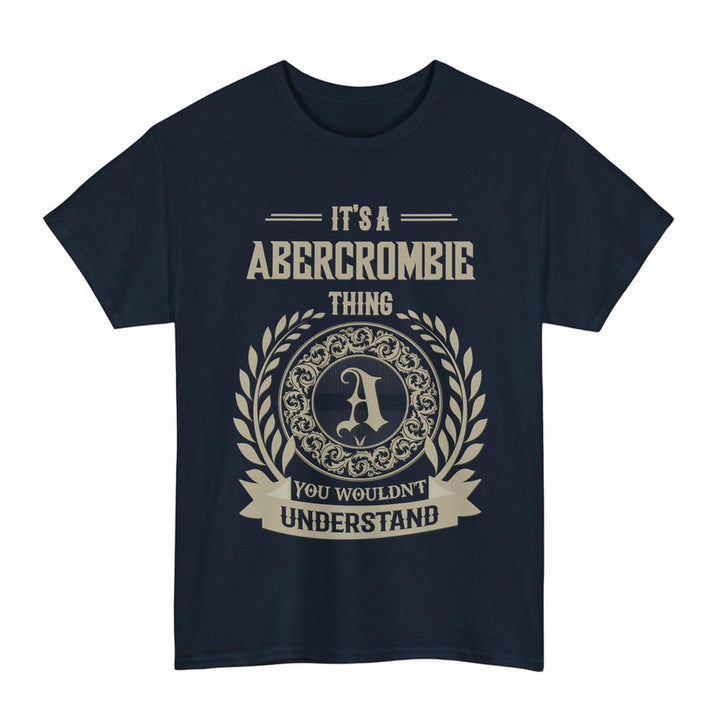 Scottish Abercrombie Clan Tartan T-Shirt - Vintage Family Name Tartan Plaid Navy Color