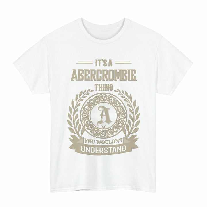 Scottish Abercrombie Clan Tartan T-Shirt - Vintage Family Name Tartan Plaid White Color