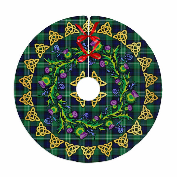 Scottish Abercrombie Clan Tartan Thistle Celtic Knot Christmas Tree Skirt No Tassels Tartan Plaid 1