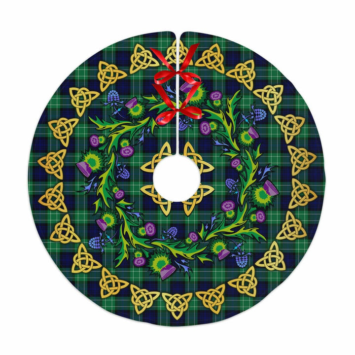 Scottish Abercrombie Clan Tartan Thistle Celtic Knot Christmas Tree Skirt No Tassels Tartan Plaid 1