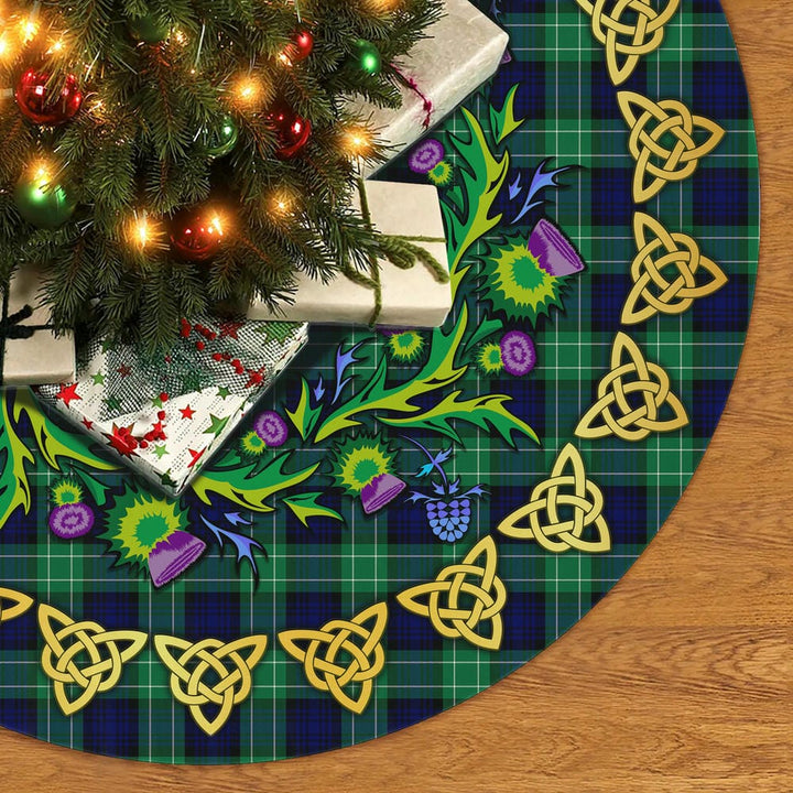 Scottish Abercrombie Clan Tartan Thistle Celtic Knot Christmas Tree Skirt No Tassels Tartan Plaid 2