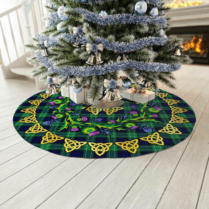Scottish Abercrombie Clan Tartan Thistle Celtic Knot Christmas Tree Skirt No Tassels Tartan Plaid 3