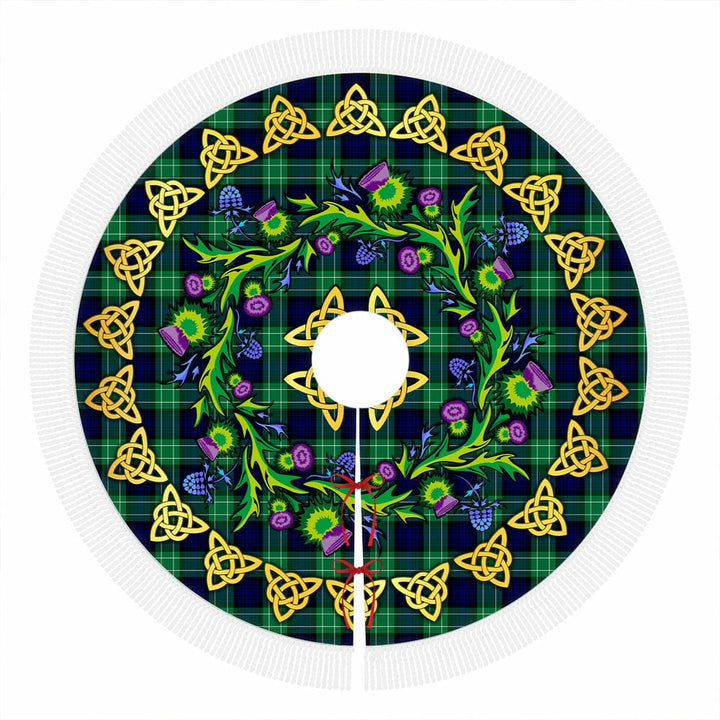 Scottish Abercrombie Clan Tartan Thistle Celtic Knot Christmas Tree Skirt Tassels Tartan Plaid 1