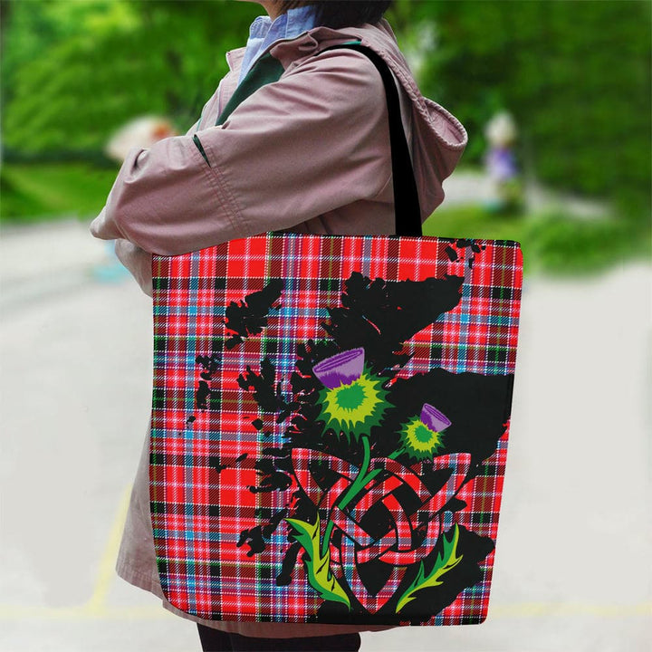 Scottish Aberdeen District Clan Tartan Canvas Bag With Shoulder Strap With Thistle Tartan Plaid 2