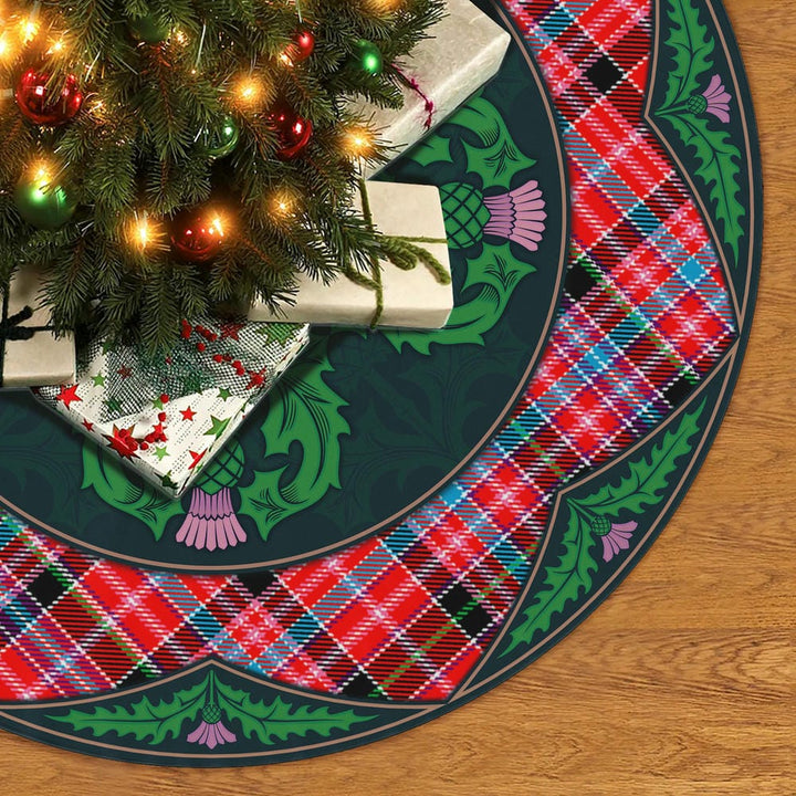 Scottish Aberdeen District Clan Tartan Christmas Tree Skirt Old Scottish Thistle Flower No Tassels Tartan Plaid 2