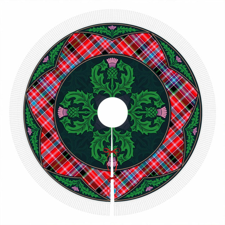 Scottish Aberdeen District Clan Tartan Christmas Tree Skirt Old Scottish Thistle Flower Tassels Tartan Plaid 1