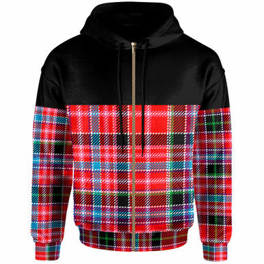 Scottish Aberdeen District Clan Tartan Hoodie - Horizontal Style Zip Tartan Plaid