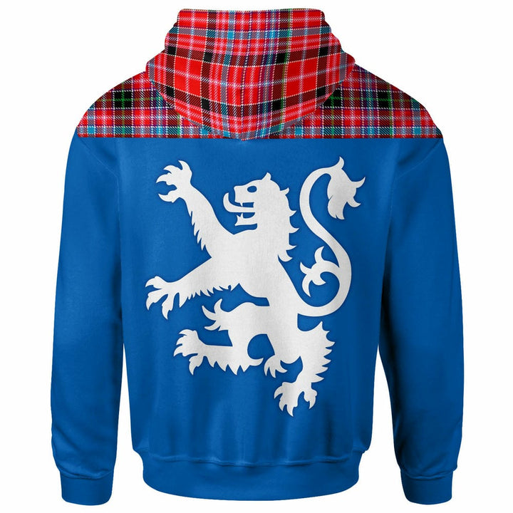 Scottish Aberdeen District Clan Tartan Hoodie - Lion Rampant of Scotland With Flag back Side Tartan Plaid