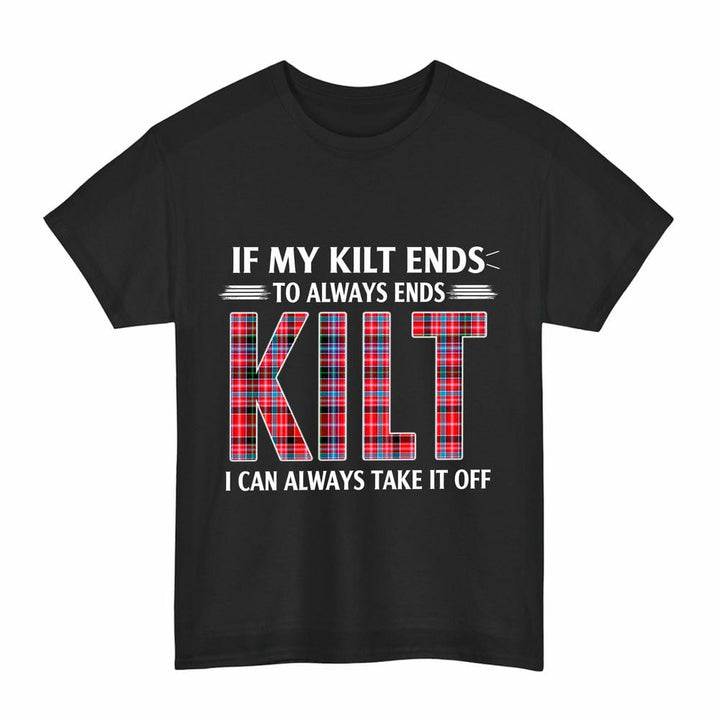 Scottish Aberdeen District Clan Tartan Kilt Pride T-Shirt Tartan Plaid Black Color