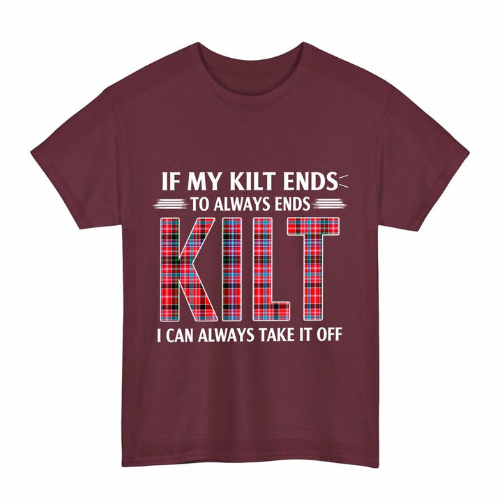 Scottish Aberdeen District Clan Tartan Kilt Pride T-Shirt Tartan Plaid Maroon Color