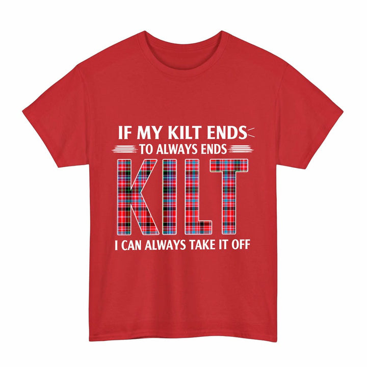 Scottish Aberdeen District Clan Tartan Kilt Pride T-Shirt Tartan Plaid Red Color