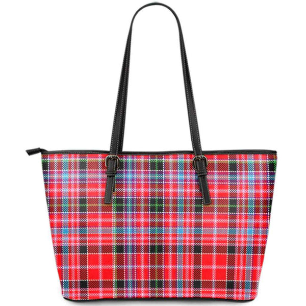 Scottish Aberdeen District Clan Tartan Leather Tote Tartan Plaid