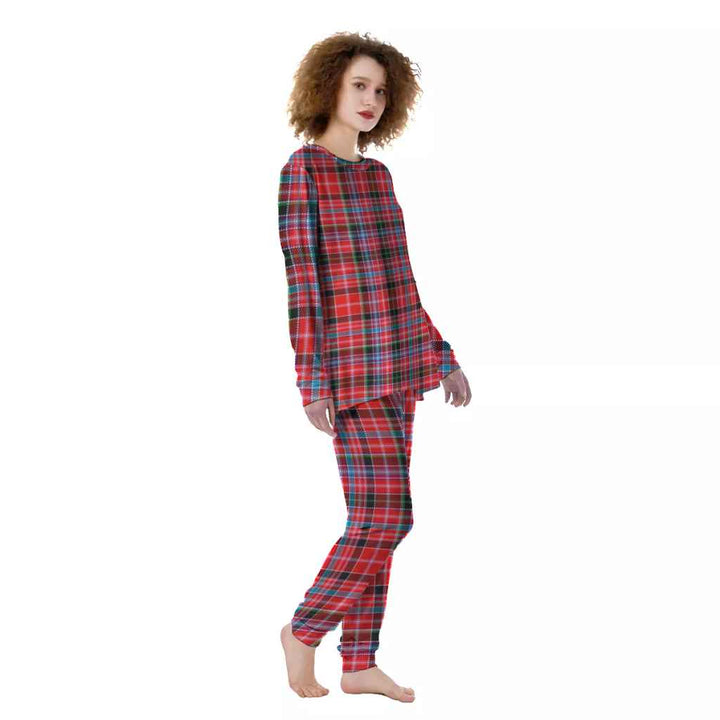 Scottish Aberdeen District Clan Tartan Pajama Set Women Front Side Tartan Plaid