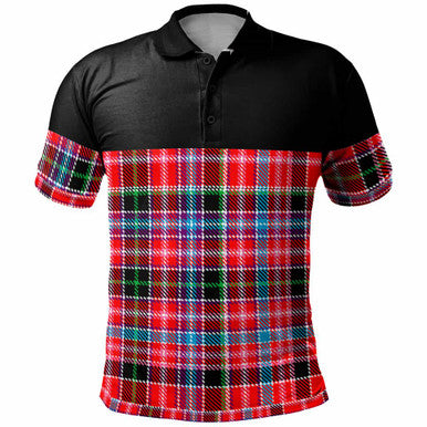 Scottish Aberdeen District Clan Tartan Polo Shirt - Horizontal Style Front Side Tartan Plaid