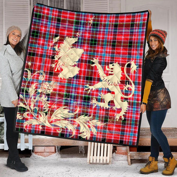 Scottish Aberdeen District Clan Tartan Quilt Rampant Lion with Thistle Tartan Plaid 2