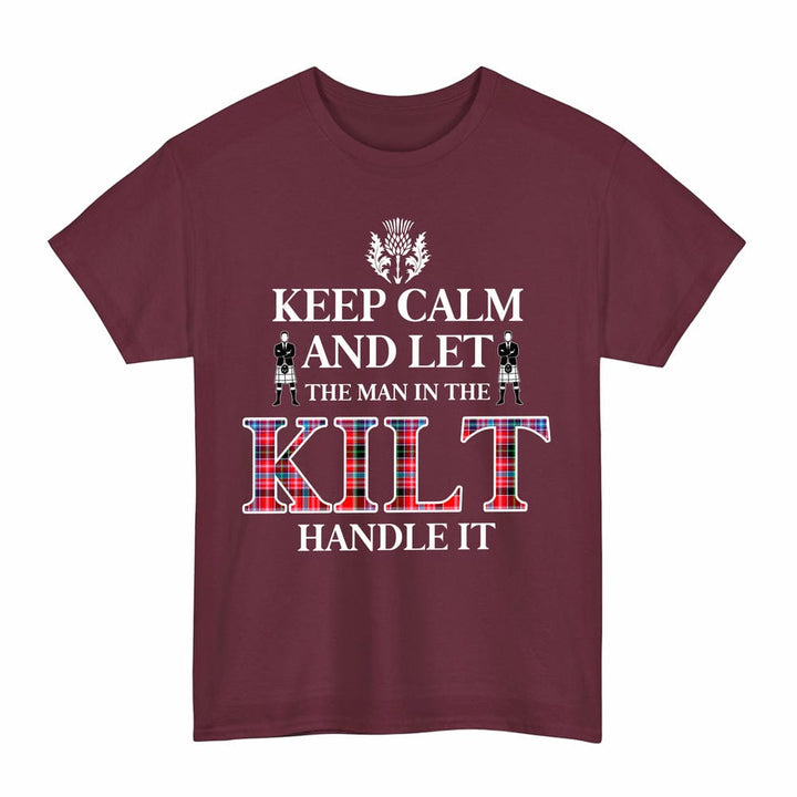 Scottish Aberdeen District Clan Tartan T-Shirt - Keep Calm Tartan Plaid Maroon Color