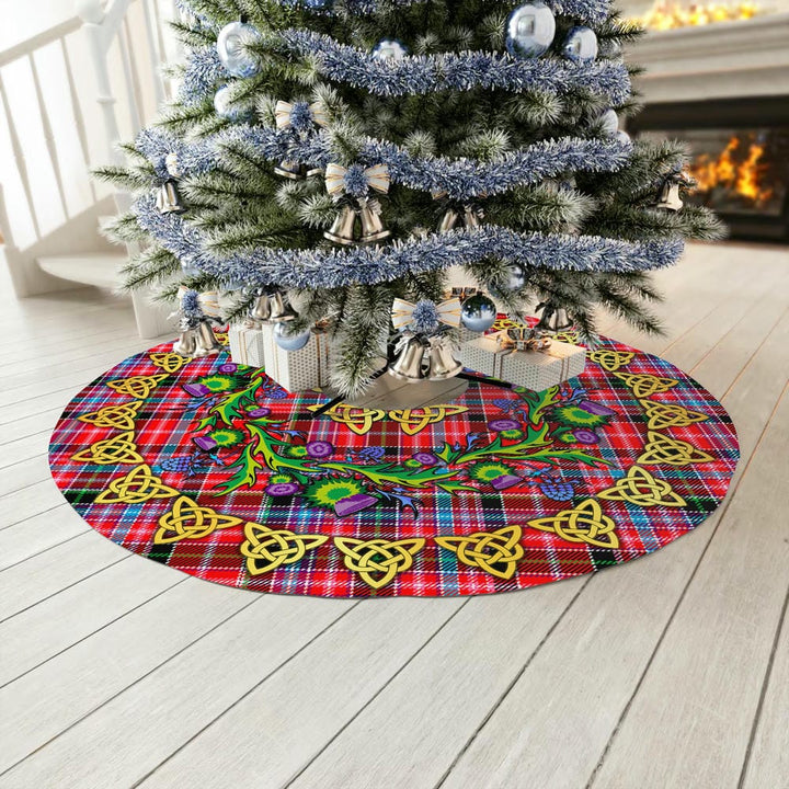 Scottish Aberdeen District Clan Tartan Thistle Celtic Knot Christmas Tree Skirt No Tassels Tartan Plaid 3