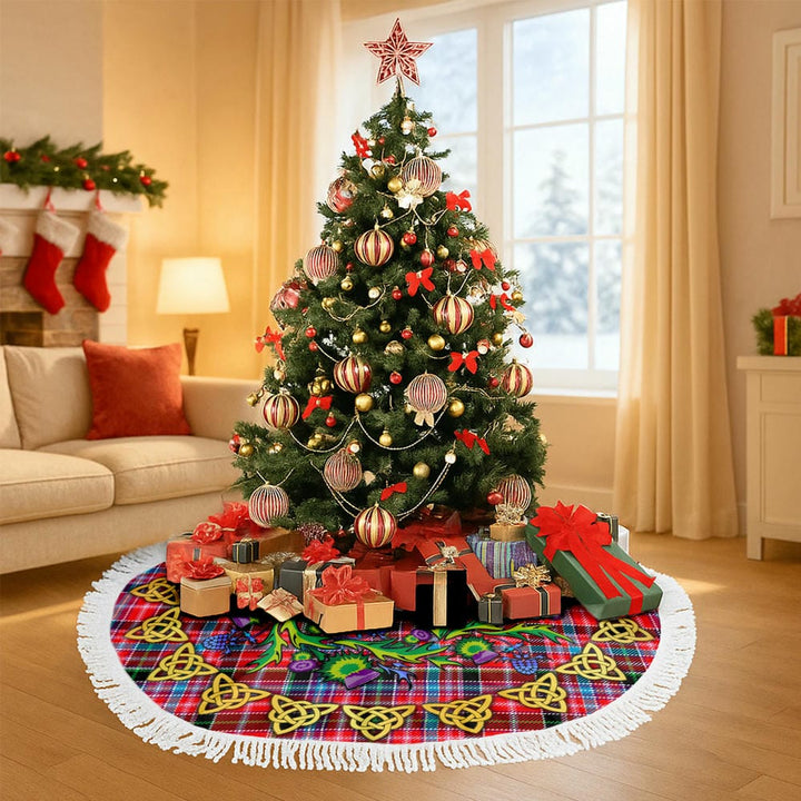 Scottish Aberdeen District Clan Tartan Thistle Celtic Knot Christmas Tree Skirt Tassels Tartan Plaid 3